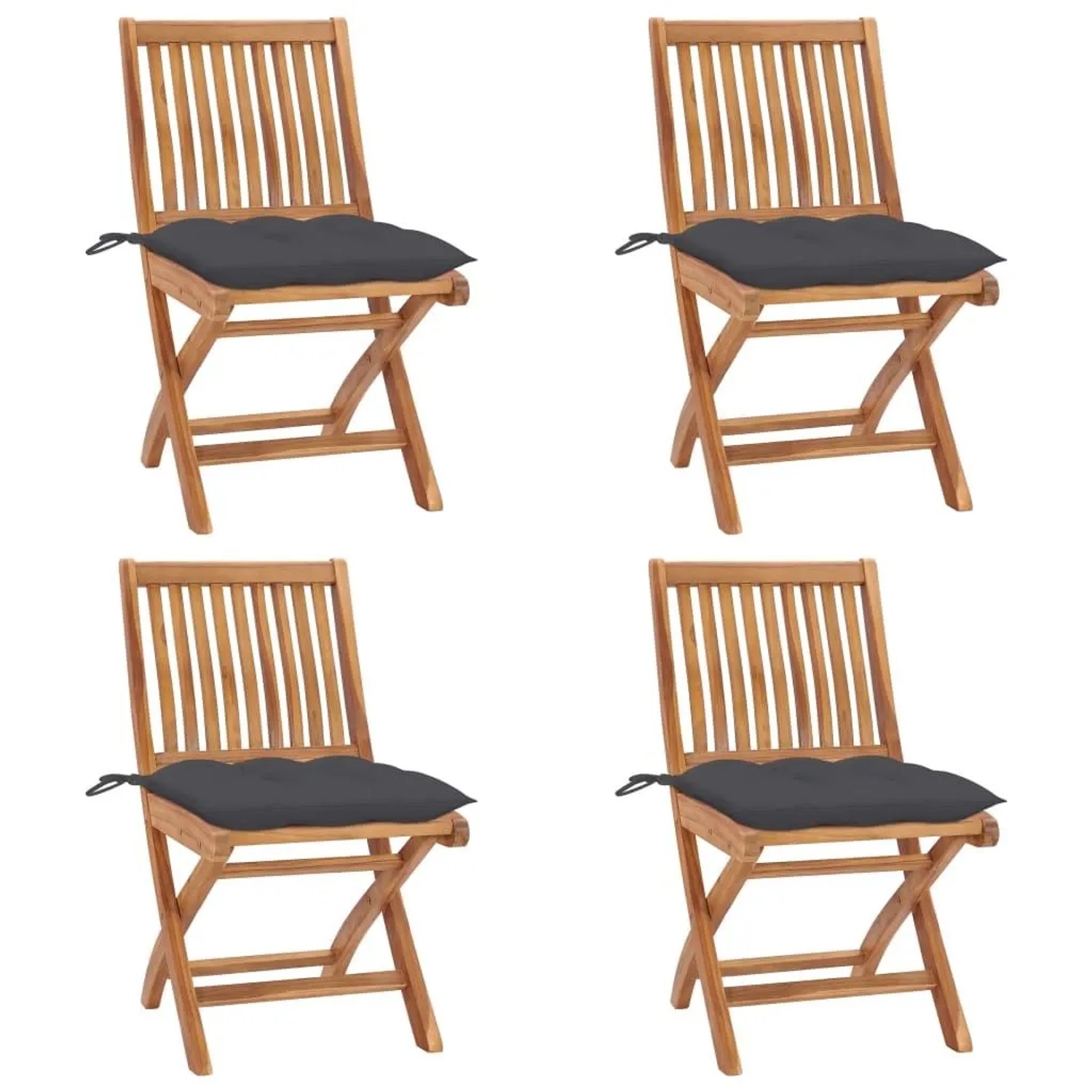vidaXL Klappbare Gartenstühle mit Kissen 4 Stk Massivholz Teak 3072822 günstig online kaufen