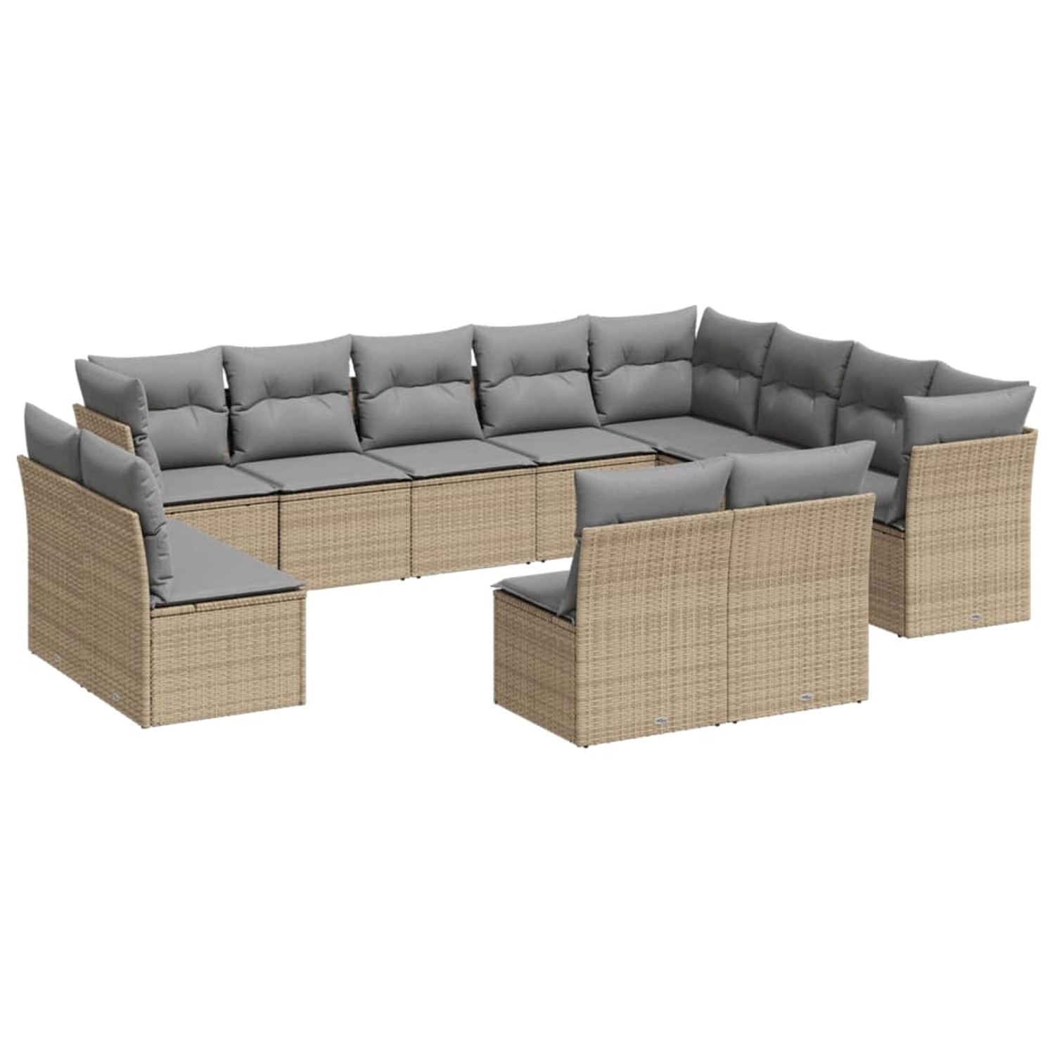 vidaXL 12-tlg Garten-Sofagarnitur mit Kissen Beige Poly Rattan Modell 12 günstig online kaufen