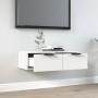 Weißer vidaXL Wandschrank (68x30x20 cm) aus Holzwerkstoff als TV-Schrank im Wohnzimmer.