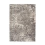 Grauer Kurzflor Teppich im Vintage Look, 120x170 cm, Muster imitiert Krokodilhaut.