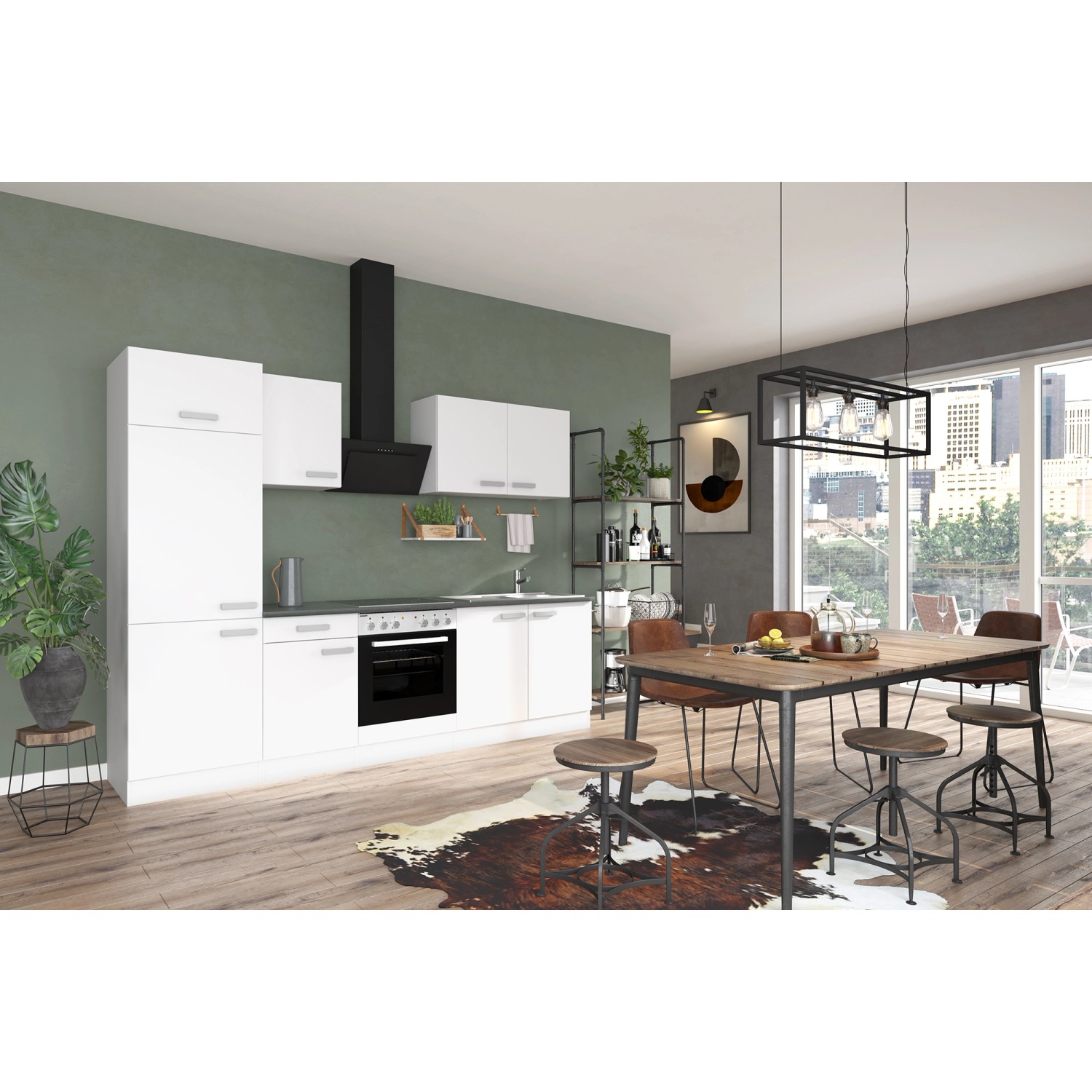 OPTIFIT Oslo214 Küchenzeile 270 cm Weiß günstig online kaufen