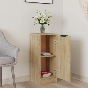 vidaXL Sideboard Sonoma-Eiche, 30x30x70 cm, Holzwerkstoff mit offener Tür und zwei Fächern.