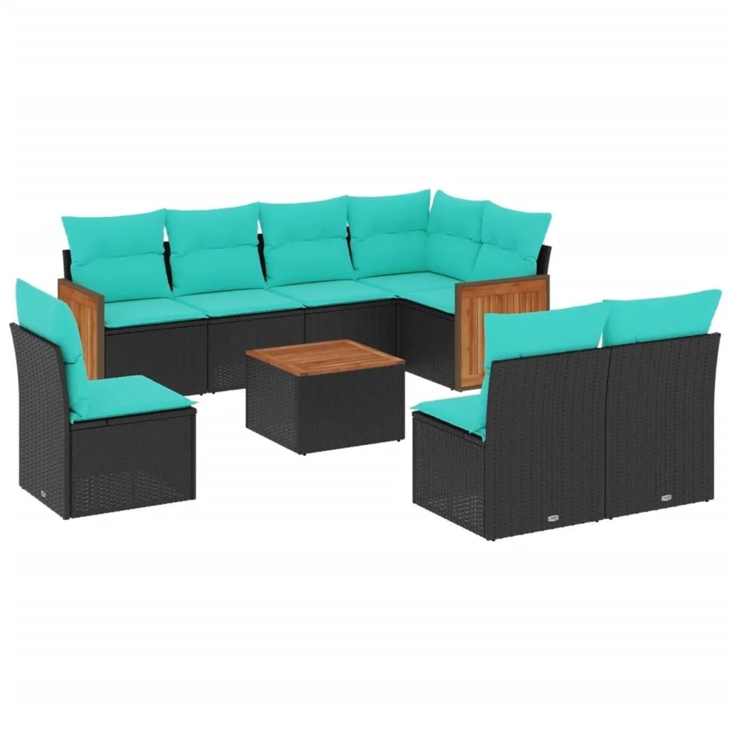 vidaXL 9-Tlg Gartensofa-Set mit Kissen Schwarz Polyrattan 3227730 günstig online kaufen