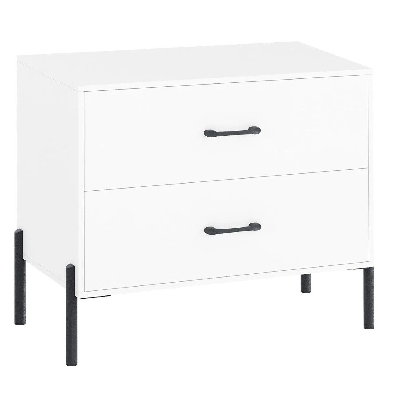 Costway Nachttisch Kommode mit 2 Schubladen 71 x 40 x 61 cm Weiß