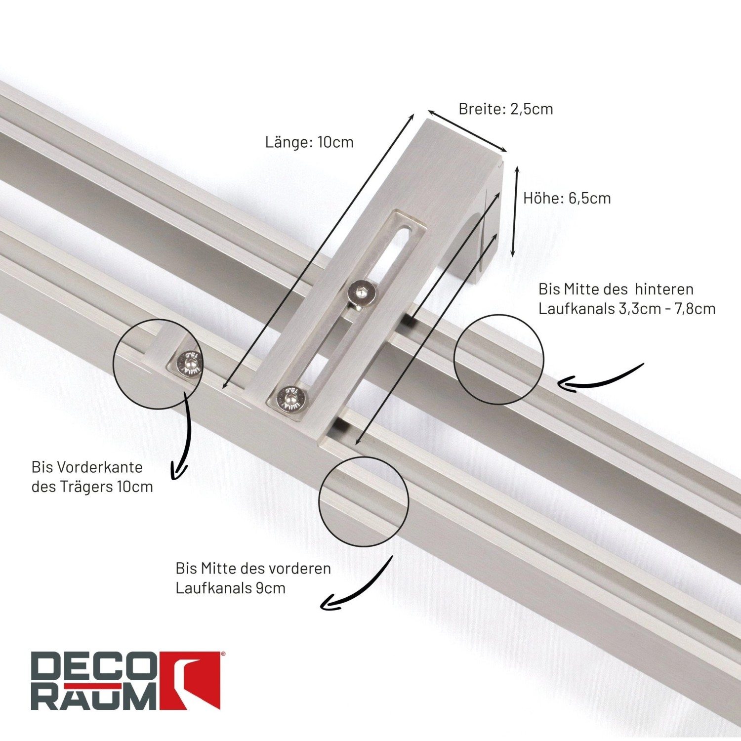 Deco-Raum Gardinenschiene nach Maß 2-Lauf Loft Edelstahl-Optik 150cm_2