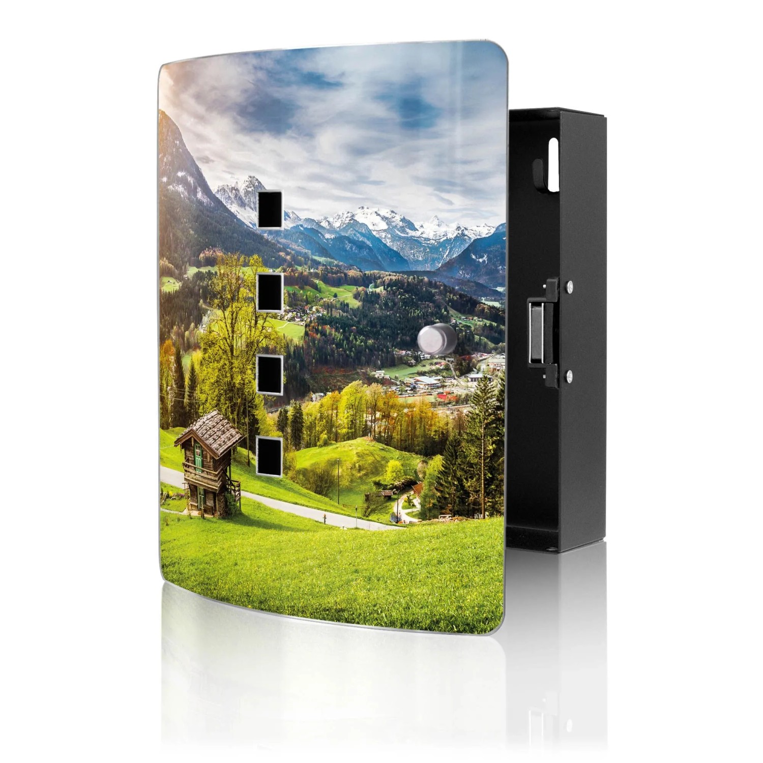 Banjado Design Schlüsselkasten Aus Edelstahl Für 10 Schlüssel 24x21,5x7cm Mit Magnetverschluss Motiv Berchtesgadener Land