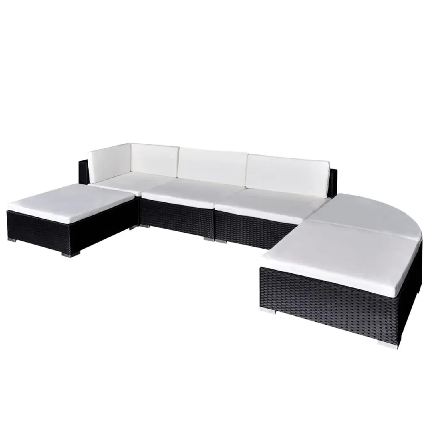 vidaXL 6-Tlg Garten-Lounge-Set mit Auflagen Poly Rattan Schwarz 41273