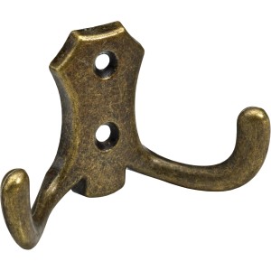 Hettich Mantelhaken, vermessingt brüniert, aus Zinkdruckguss, 47x77x30mm.