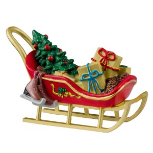 Lemax Weihnachtsdekoration: Vintage Schlitten mit Baum, Geschenken und Schlittschuhen.