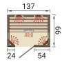 Grundriss der Weka Infrarotkabine Mila 2 mit Linienstrahlern und Maßen.