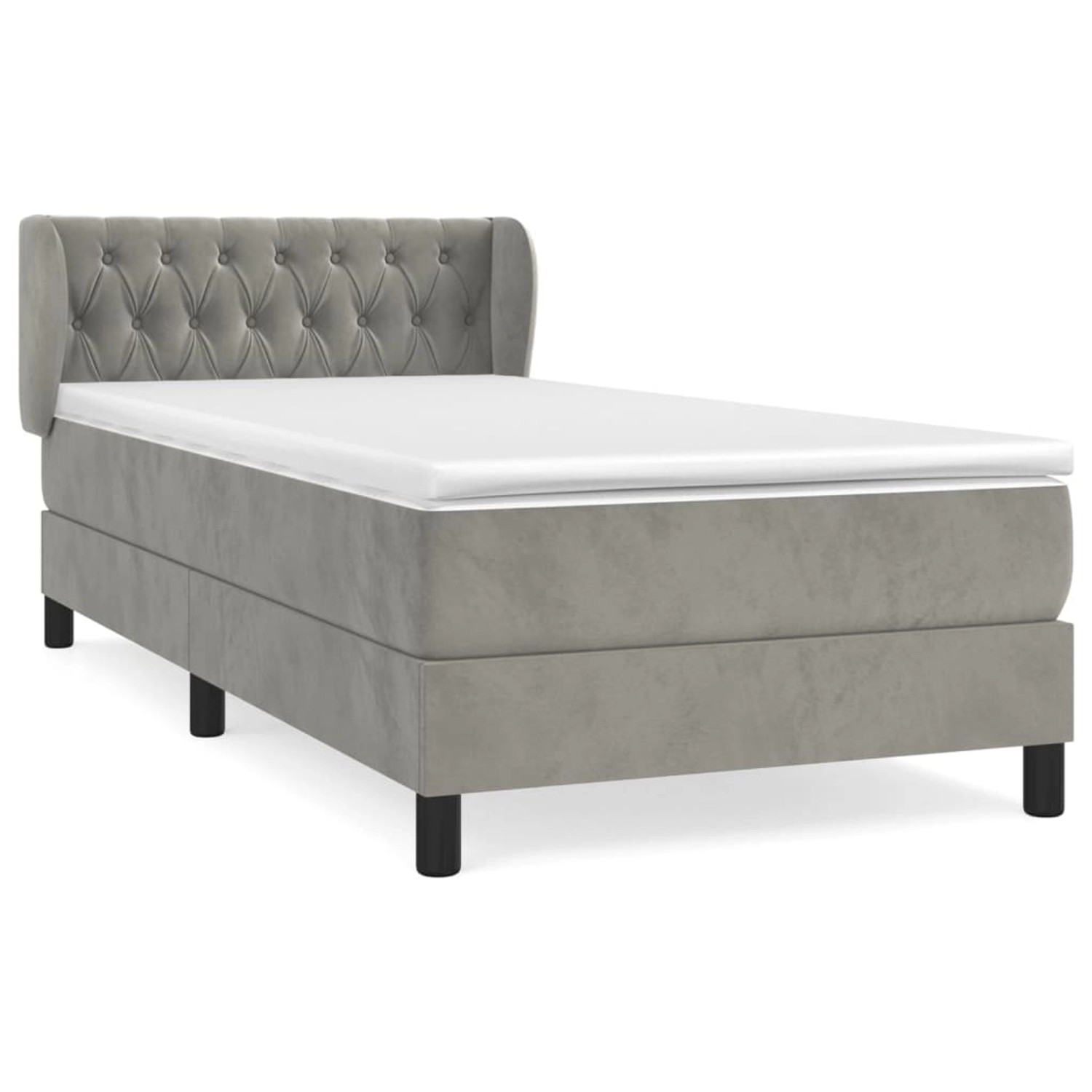 vidaXL Boxspringbett mit Matratze Hellgrau 100x200 cm Samt1466916 günstig online kaufen