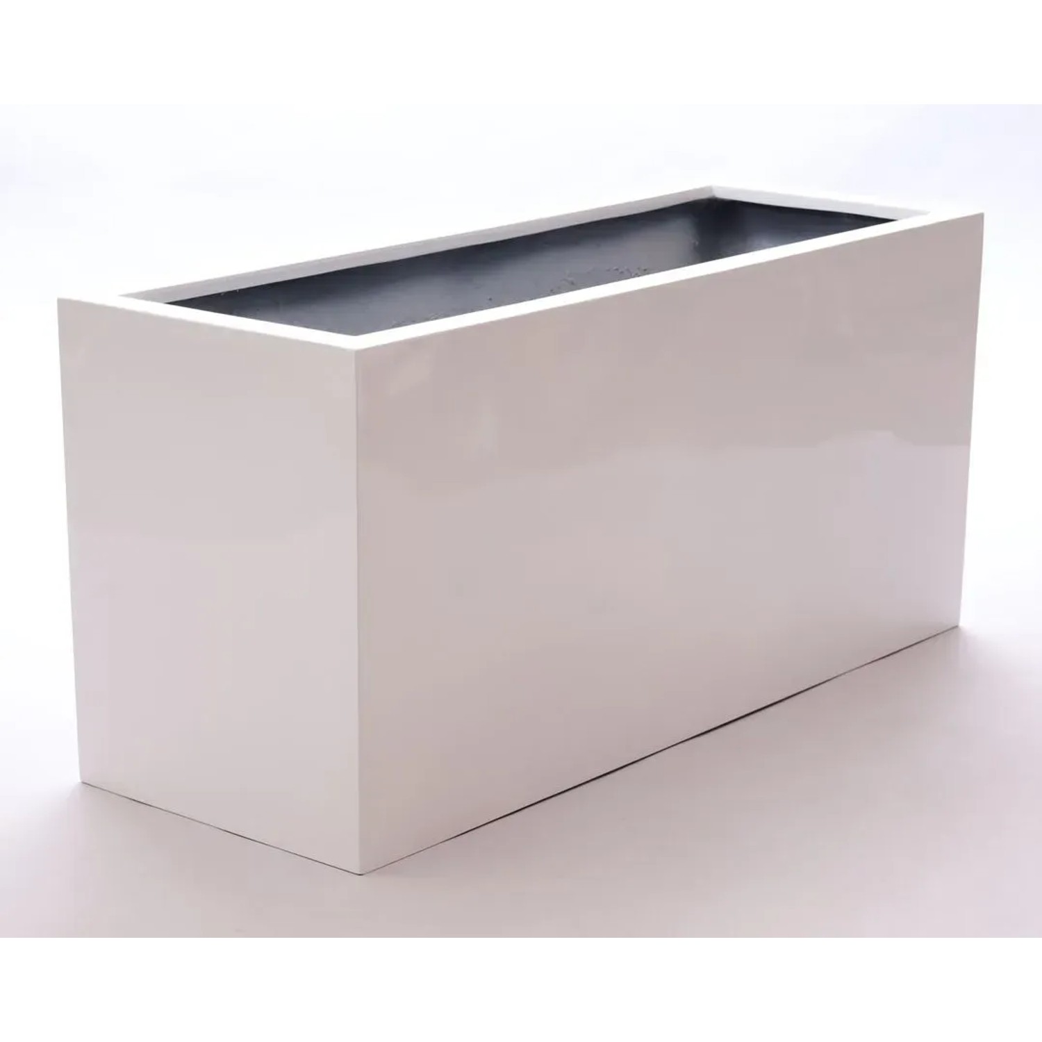 Elegant Einrichten Pflanzkübel Fiberglas Rechteckig 108x40x50cm Hochglanz-Weiß