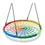 Runde, bunte Relaxdays Nestschaukel mit Netz und Stahlrahmen, höhenverstellbar für Garten.