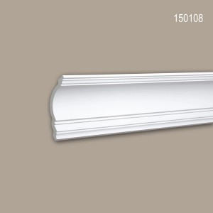 Weiße PROFHOME Eckleiste 150108, 2m, aus Polyurethan für Decke und Wand.