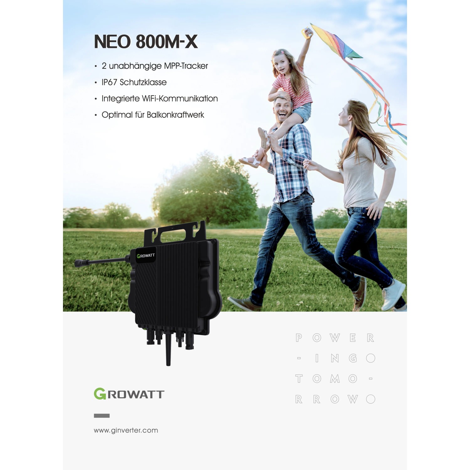 Growatt NEO 800W Mikro Wechselrichter mit 5M AC Kabel  für Balkonkraftwerk_5
