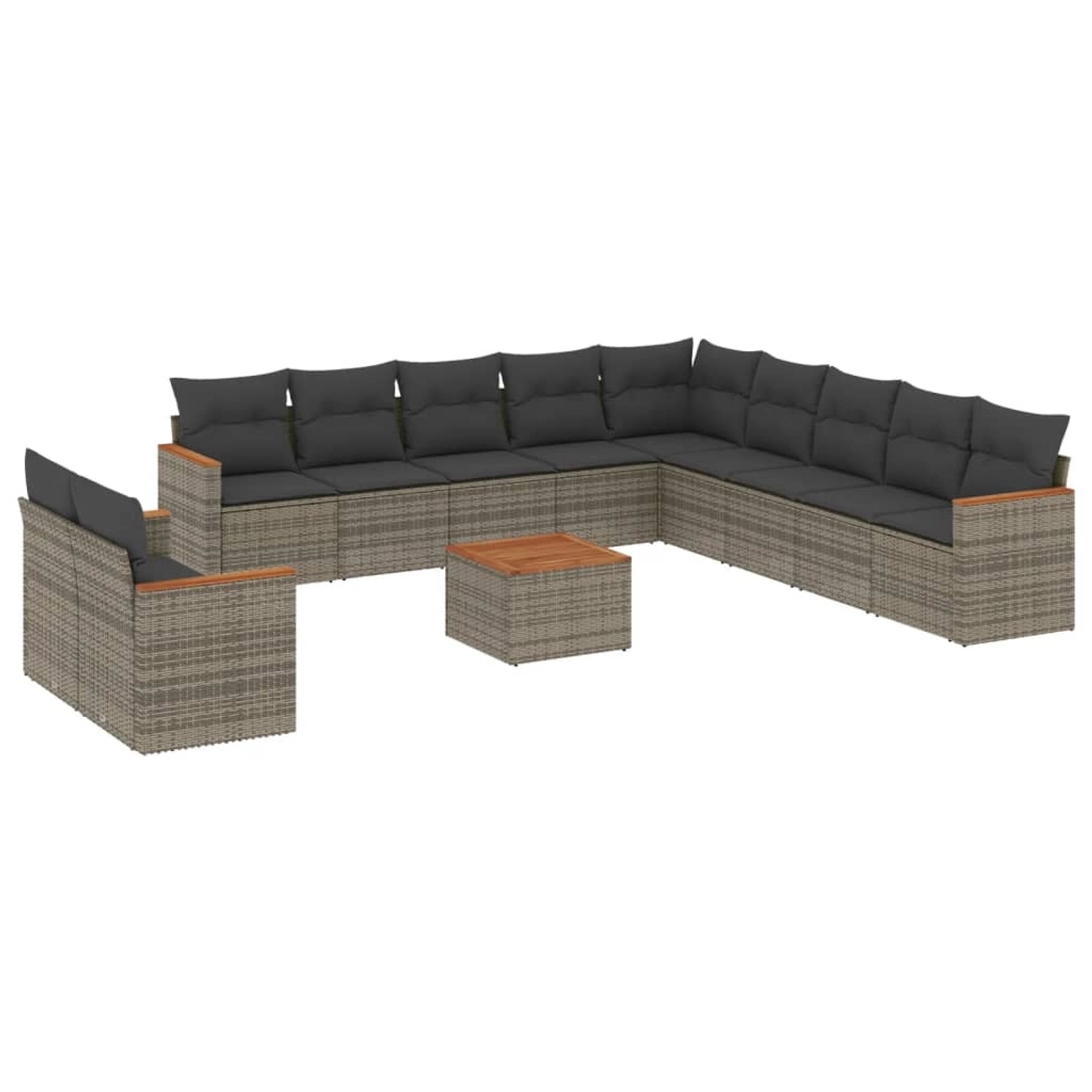 vidaXL 12-Tlg Garten-Sofagarnitur mit Kissen Grau Poly Rattan 3258539