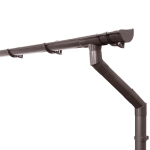 Inefa Dachrinnen Set, 4m, NW 100, halbrunde Kunststoff Dachrinne in Dunkelbraun für Gartenhaus und Carport.