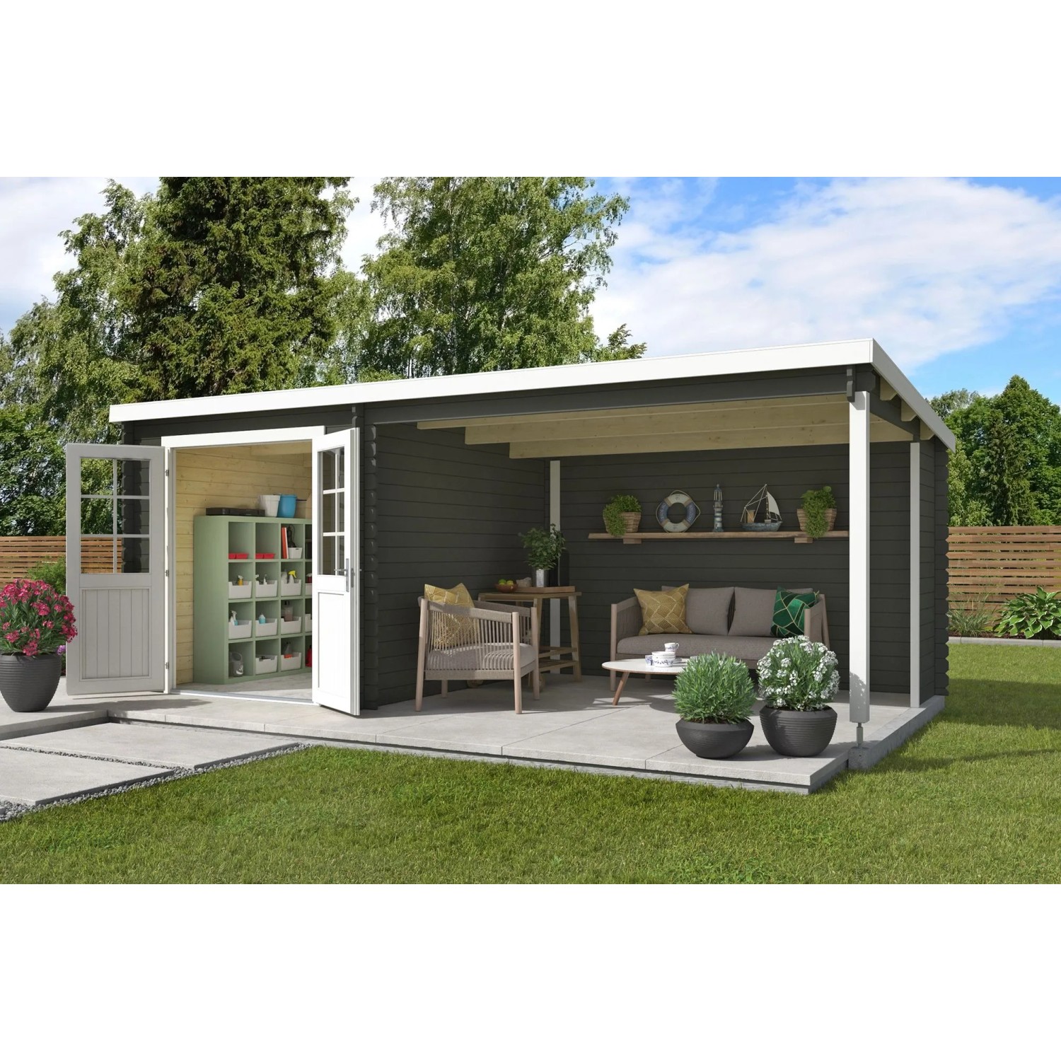 Lasita Gartenhaus Saint Paul 570 cm x 275 cm Grau-Grün