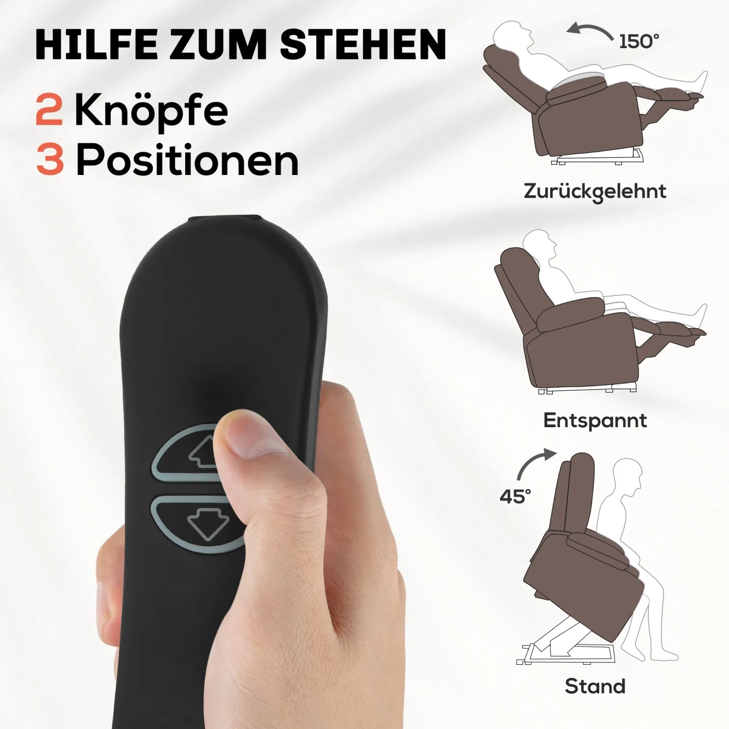 Fernbedienung für HOMCOM Fernsehsessel mit Aufstehhilfe und 3 Positionen.