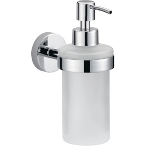 Tesa Smooz Seifenspender, verchromt, zur Wandmontage. Modernes Bad-Accessoire mit satiniertem Glas.