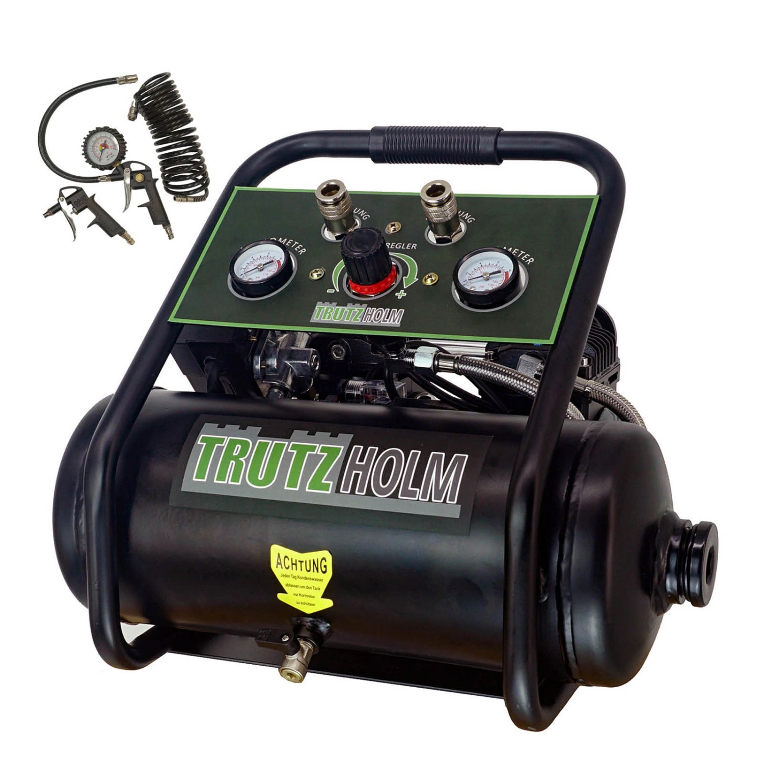 TRUTZHOLM Premium Brushless Silent Flüsterkompressor 9L  Leiser Kompressor 900W 62 dB 8 Bar