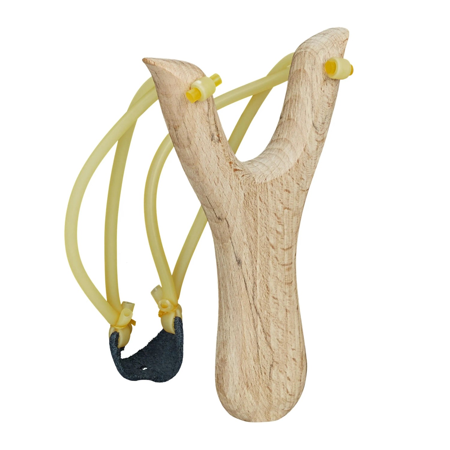 Relaxdays Steinschleudern 2er Set Holz Latex mit 4 Ersatzbändern 14 x 2 x 9 cm