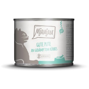 Mjamjam Katzen-Nassfutter Pute & Kürbis, getreidefrei, 200g Dose.