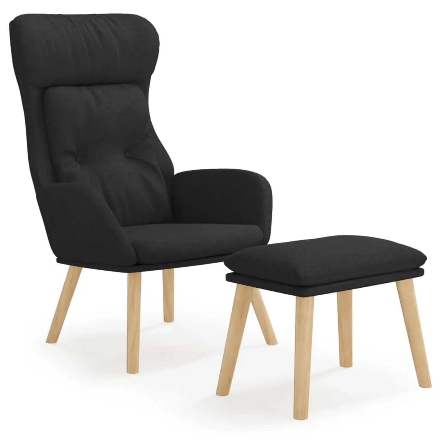 vidaXL Relaxsessel mit Hocker Schwarz Stoff 3097756