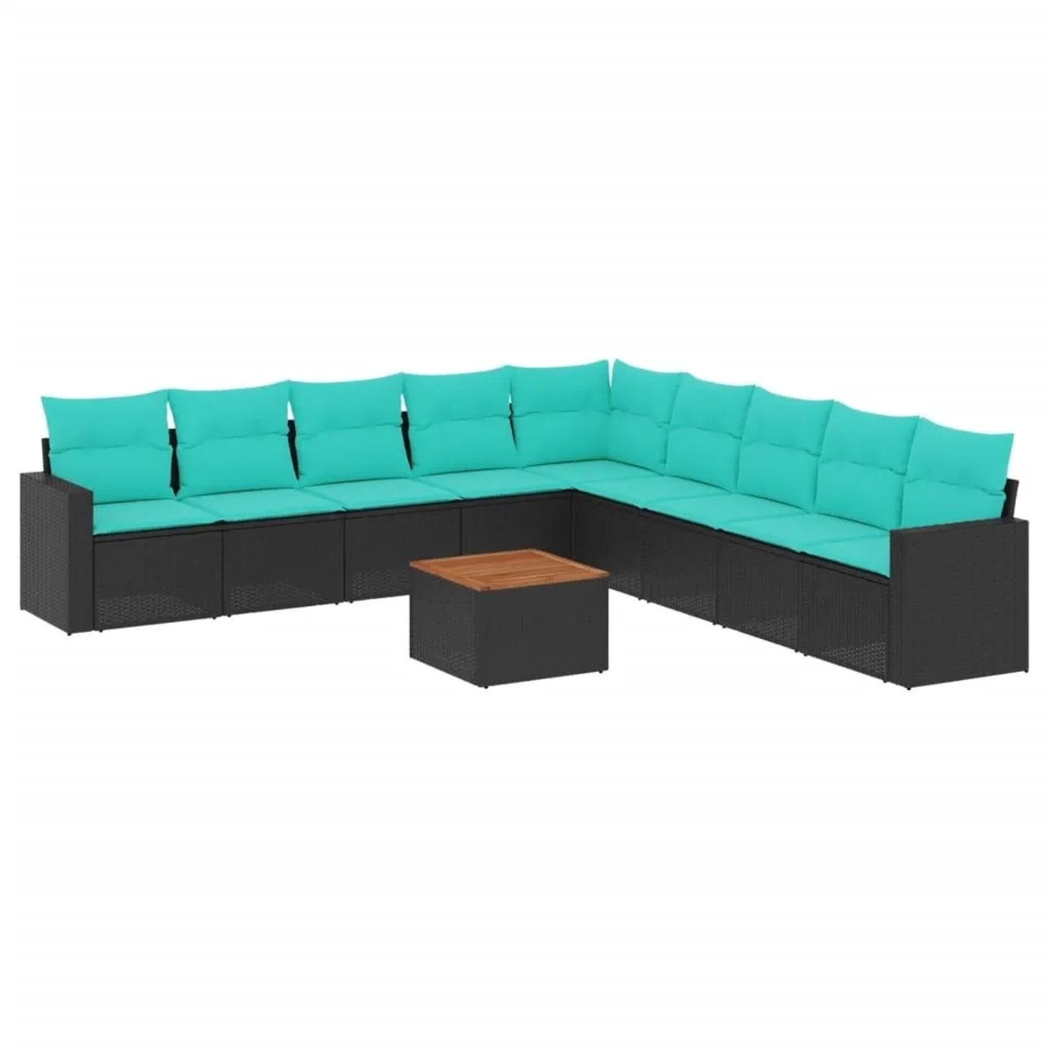 vidaXL 10-Tlg Garten-Sofagarnitur mit Kissen Schwarz Poly Rattan 3256498