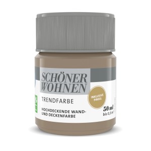 Schöner Wohnen Trendfarbe Macchiato, 50ml Farbtester mit integriertem Pinsel.