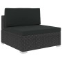 Schwarzes Eckteil aus Polyrattan mit Polster für Garten-Lounge-Set