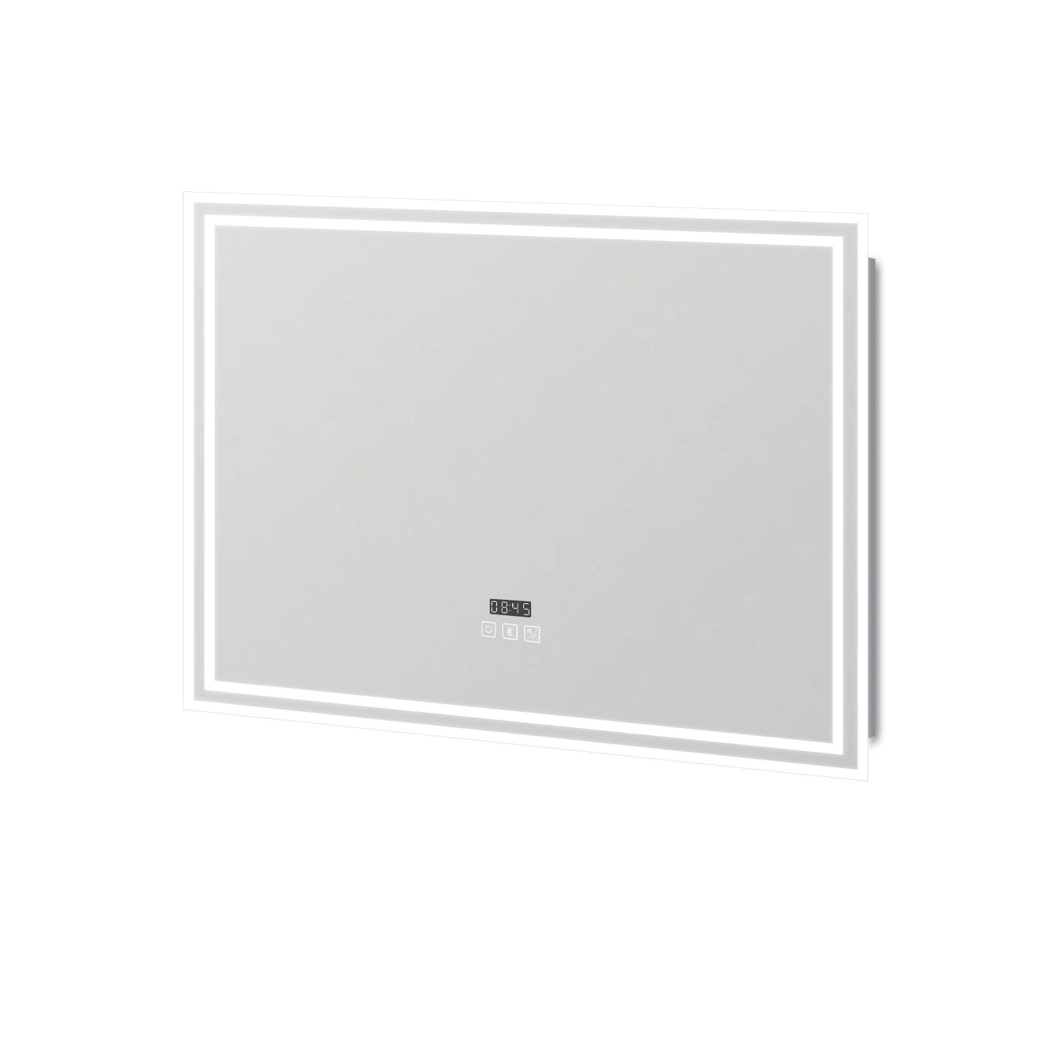 Duschparadies Badspiegel mit LED Beleuchtung 2700K-6500K Dimmbar 100x60cm Spiegel mit Bluetooth Uhr Touch Beschlagfrei