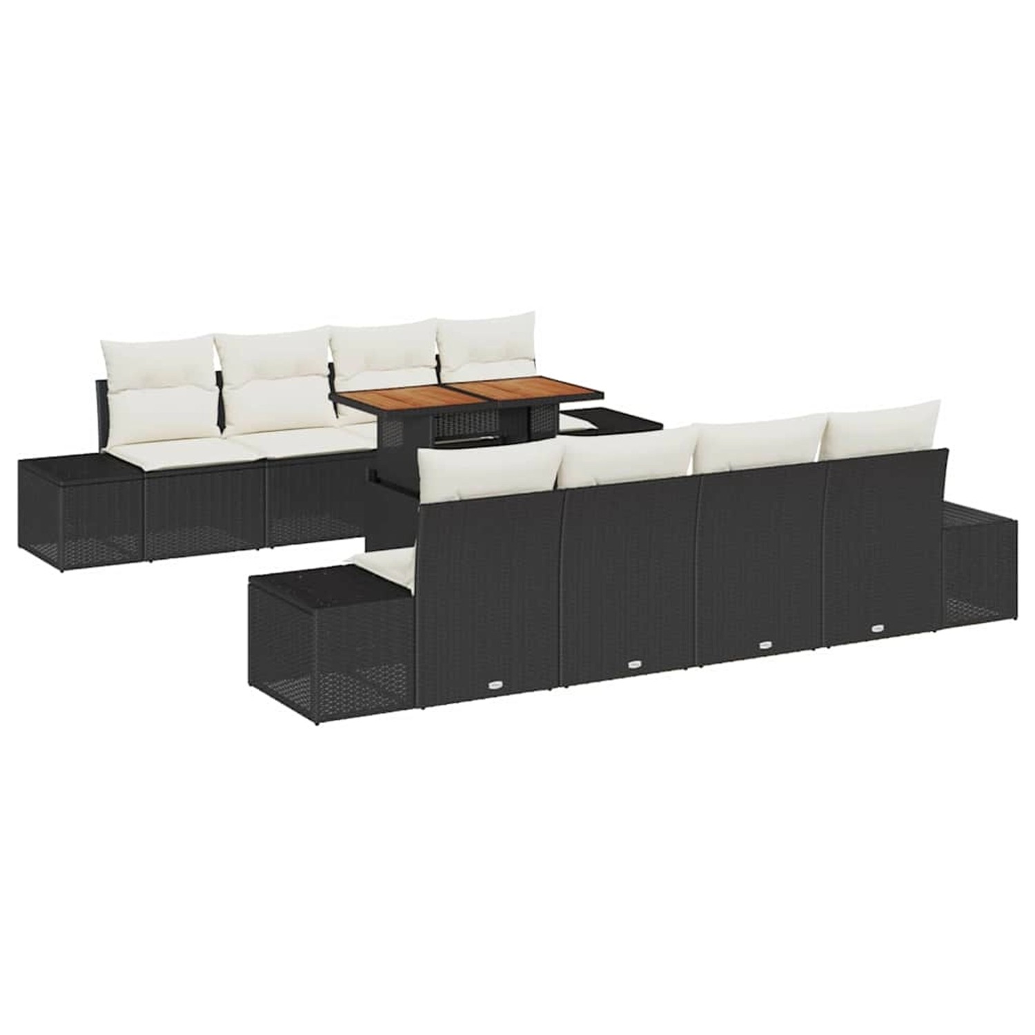 vidaXL Garten-Sofa-Set mit Speicher 9-Tlg Schwarz Poly Rattan 3358672 günstig online kaufen