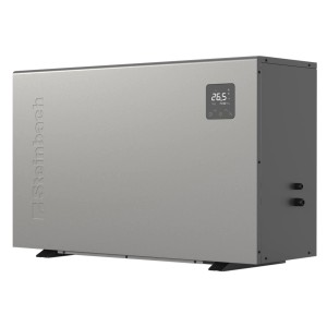 Steinbach Wärmepumpe Silent 11 kW, graue Pool Wärmepumpe mit digitalem Display.