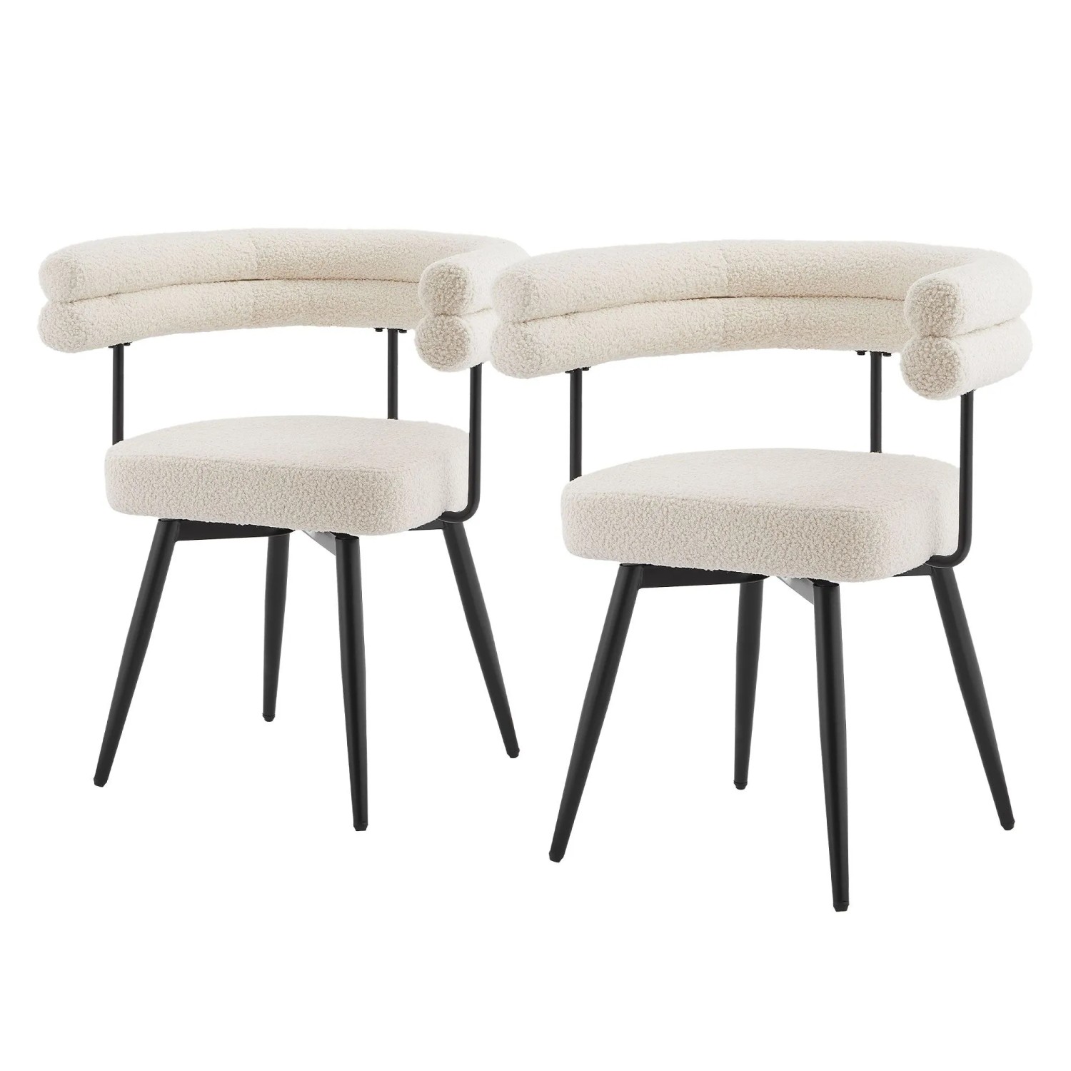 ML-Design Esszimmerstühle Drehbar 2Er Set Beige Teddy-Stoff