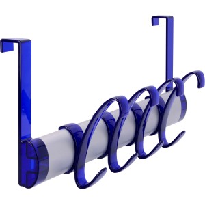 Blaue Siro Türgarderobe mit 4 Haken aus Kunststoff und Aluminium, Länge 396 mm.