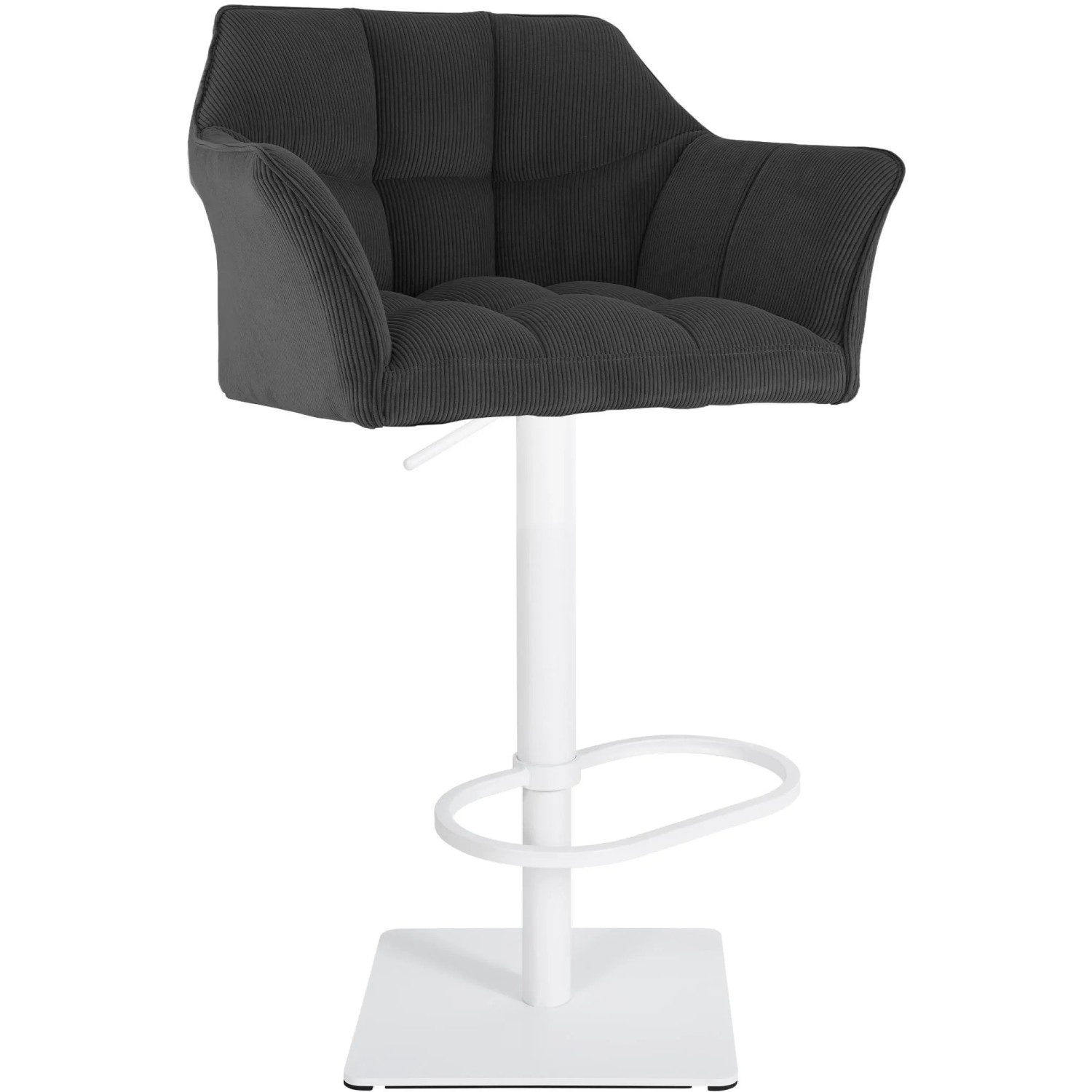 DELUKE Barhocker SIHAR Cord Dunkelgrau 64x45x88cm Weiß Barstuhl Mit Lehne Tresenhocker Tresenstuhl