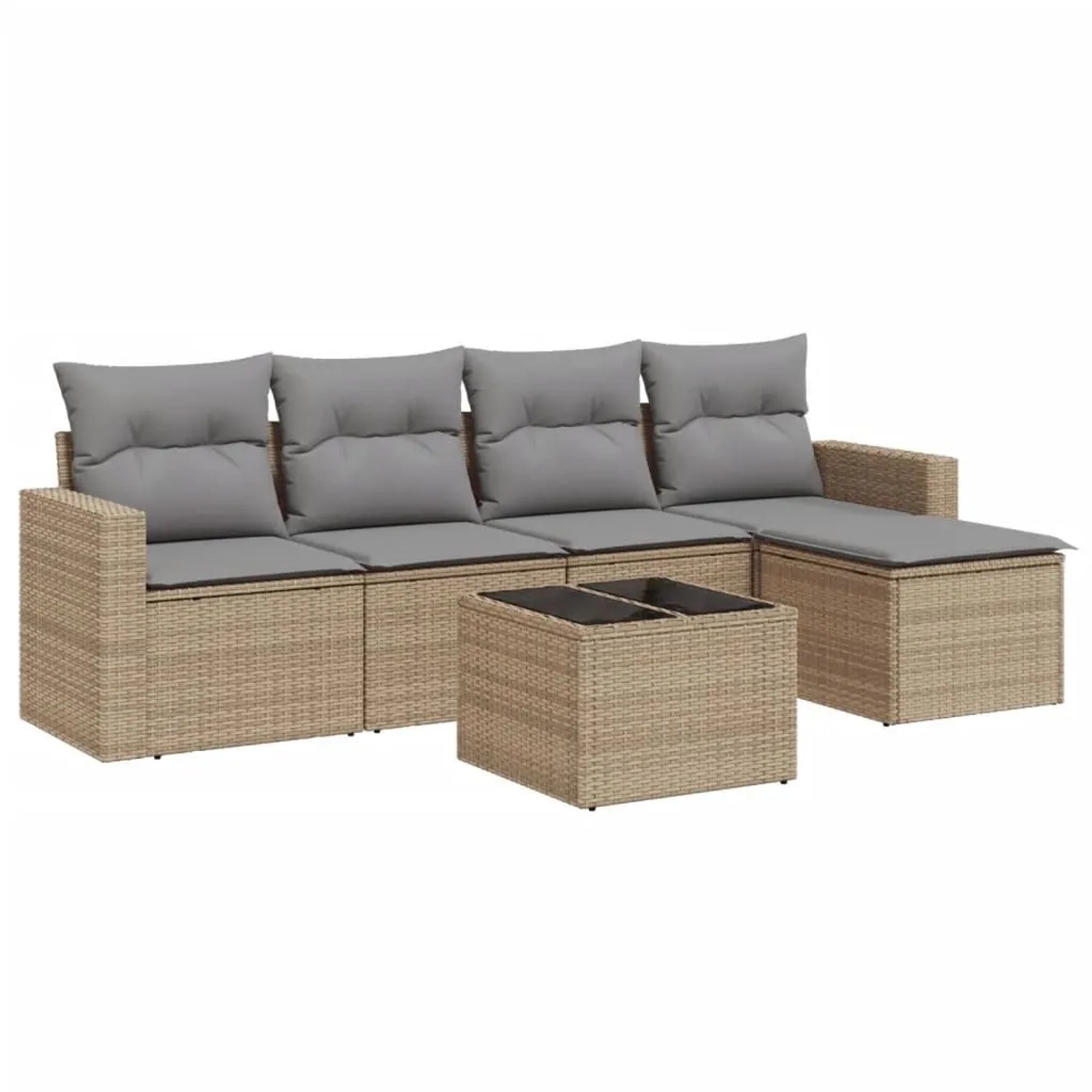 vidaXL 6-Tlg Garten-Sofagarnitur mit Kissen Beige Poly Rattan 3251236 günstig online kaufen