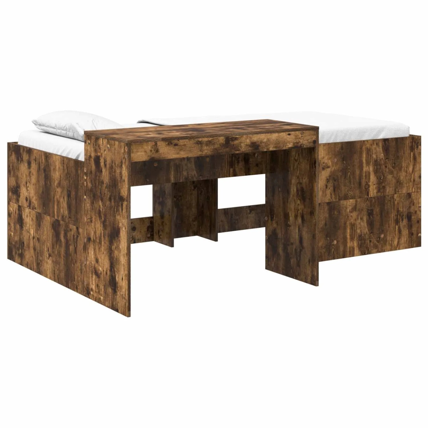 vidaXL Hochbett mit Schreibtisch für Kinder Geräucherte Eiche 3422663