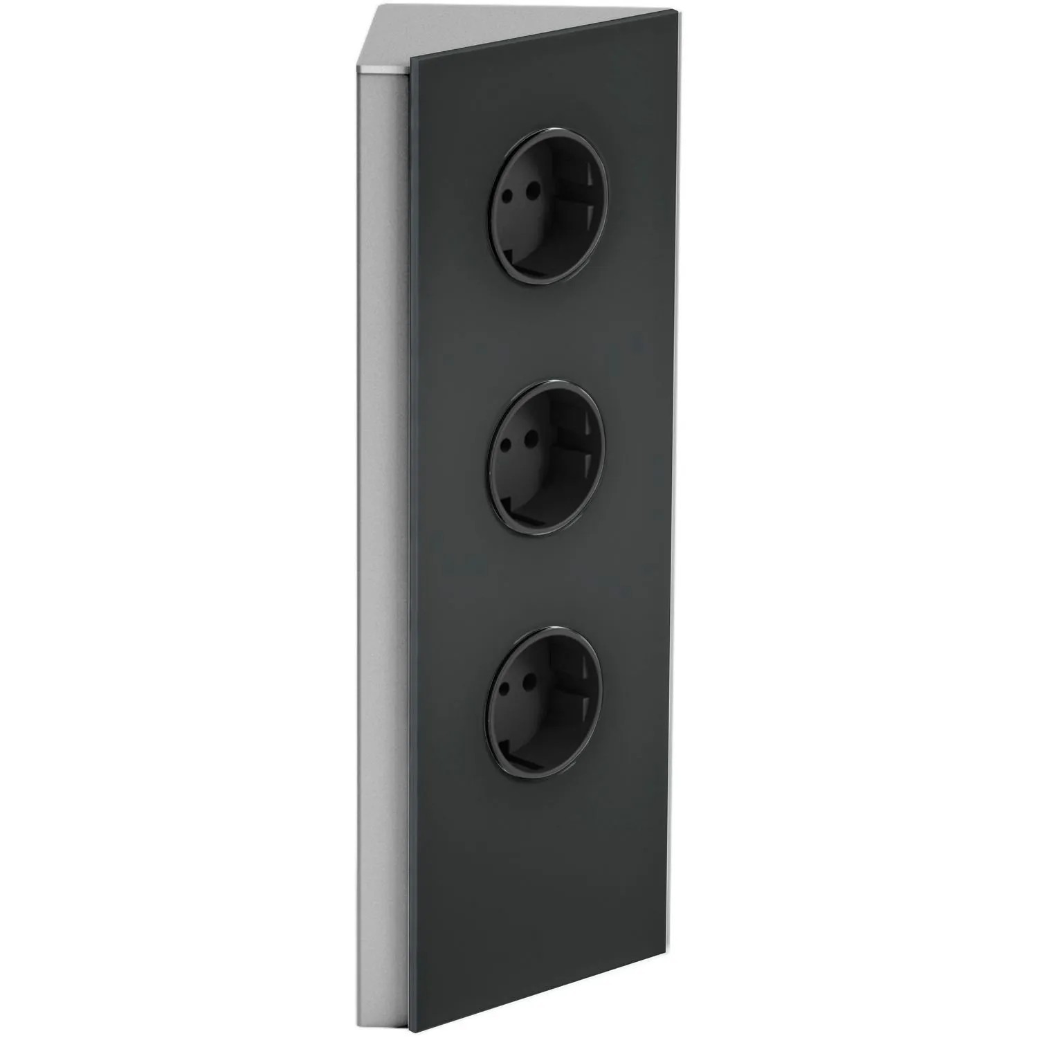 Wipo Steckdosenelement Power Eck-G 3 Steckdosen Edelstahl/Glas Schwarz