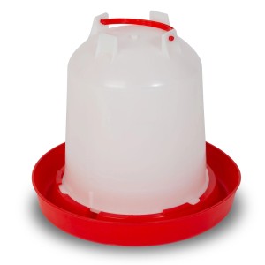 EBERTH Hühnertränke, 6L, rot/weiß, für Geflügelzubehör. Automatische Tränke für Hühner.