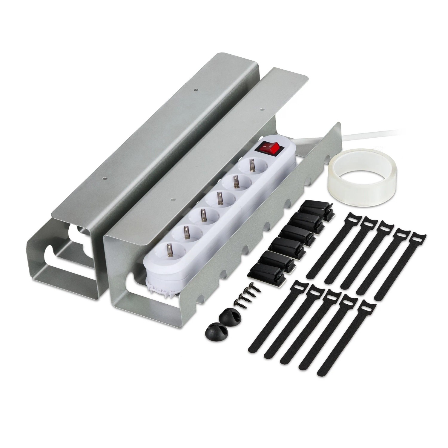 Relaxdays Kabelkanal Stahl Silber 2er Set 10 cm x 43 cm x 10 cm 750 g