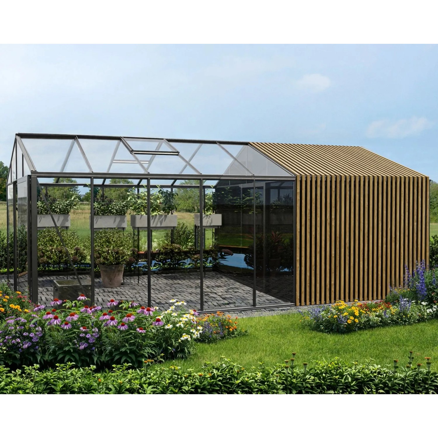 Bloomcabin Premium-Qualität Gewächshaus Klassik mit Grossem Integriertem Stauraum mit Accoya-Fusion GHCLSAF7