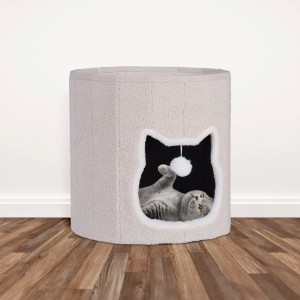 Relaxdays Katzenhöhle Polyester MDF Beige Faltbar 40 cm x 39 cm 2,3 kg