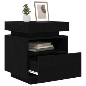 vidaXL Nachttisch, 2er Set, schwarze Eiche, mit Schublade und Regal