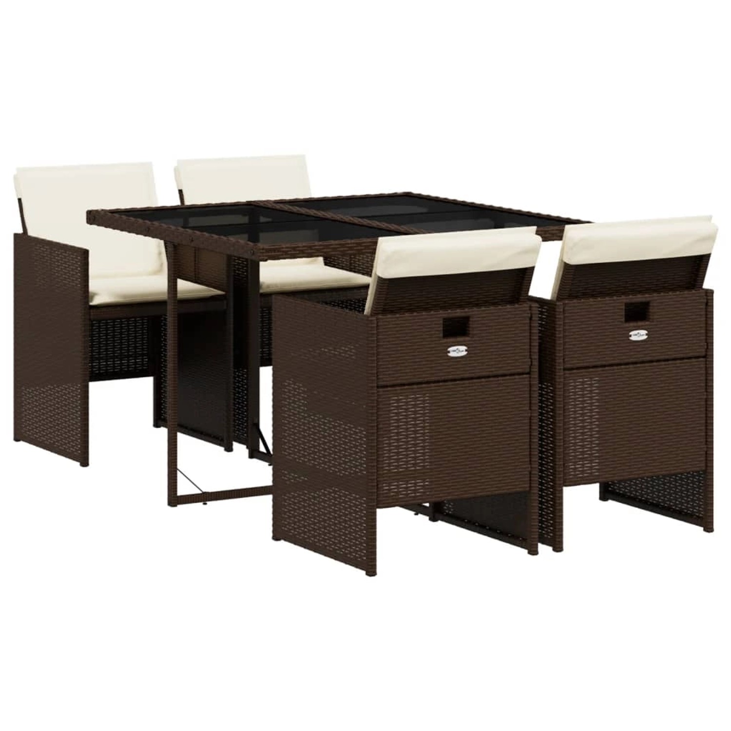 vidaXL 5-Tlg Garten-Essgruppe mit Kissen Braun Poly Rattan 3210537 günstig online kaufen