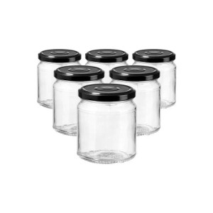 Ritzenhoff & Breker Einmachgläser, 6er Set, 300 ml, mit schwarzen Schraubdeckeln.