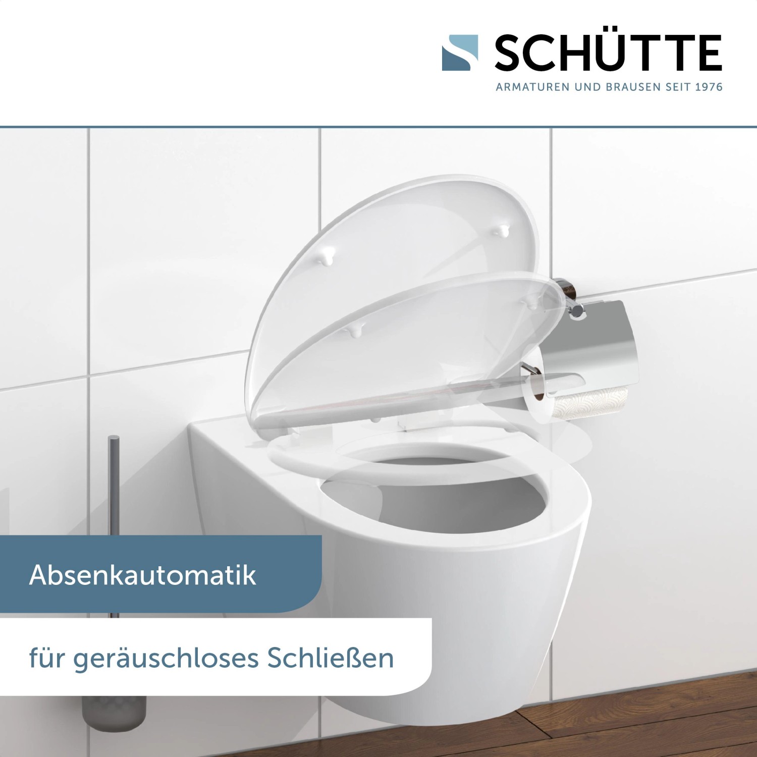 Schütte WC-Sitz Frog King Duroplast mit Absenkautomatik auf einem weißen WC.