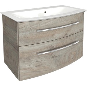 Fackelmann Badmöbel-Set B.Style, 2-teilig, Nature Oak: Waschtisch mit Unterschrank und zwei Schubladen.