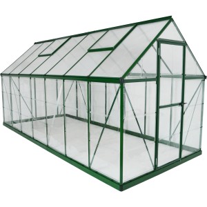 Palram Canopia Hybrid Gewächshaus, 4.3x1.9 m, grüne Rahmen, klare Wände. Ideal für Garten.